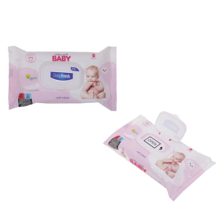 Chusteczki nawilżane dla dzieci i niemowląt 72 sztuk PINK RAVI